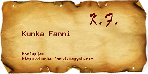 Kunka Fanni névjegykártya